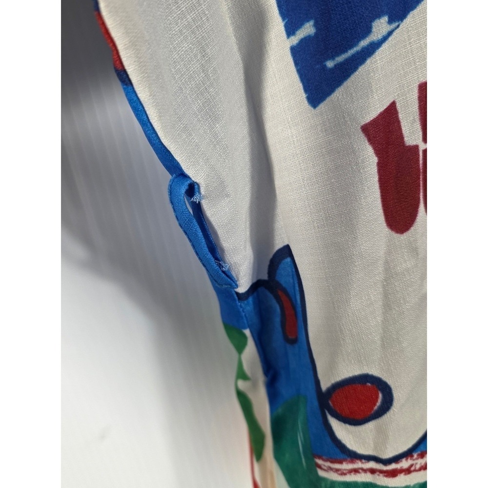 Vintage Style Abstract Graphic Print Button Front Tunic Mini Dress Multicolor - Picture 6 of 13